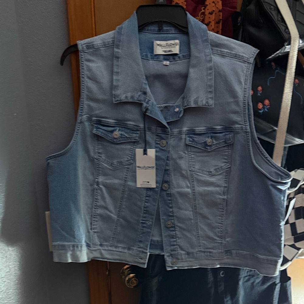 New Wallflower Light Blue Denim Vest Jean Jacket Plus Size 3X